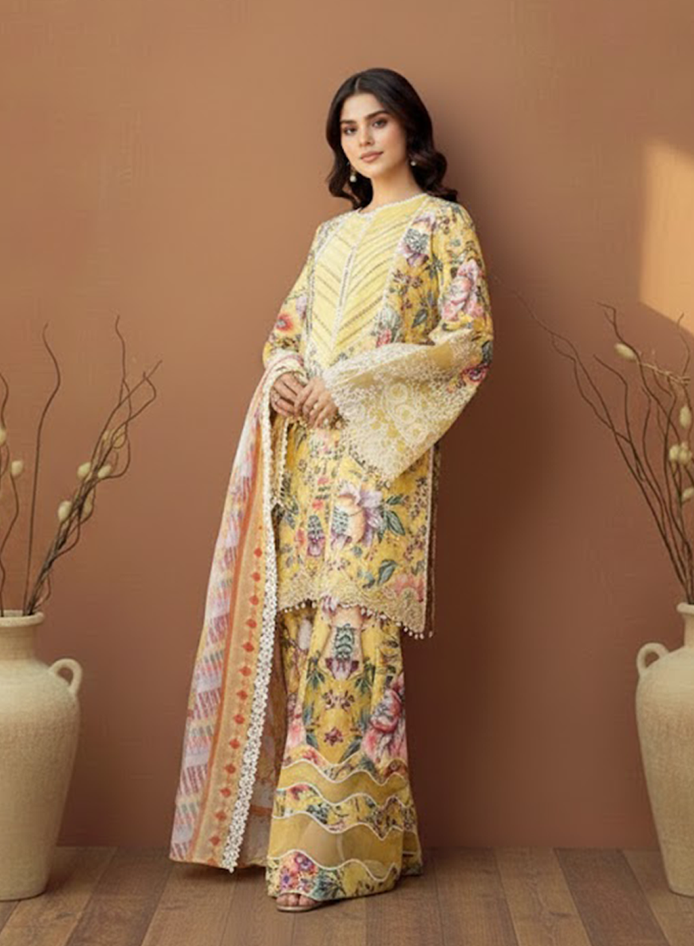 Saffron Petals Lawn 3PC