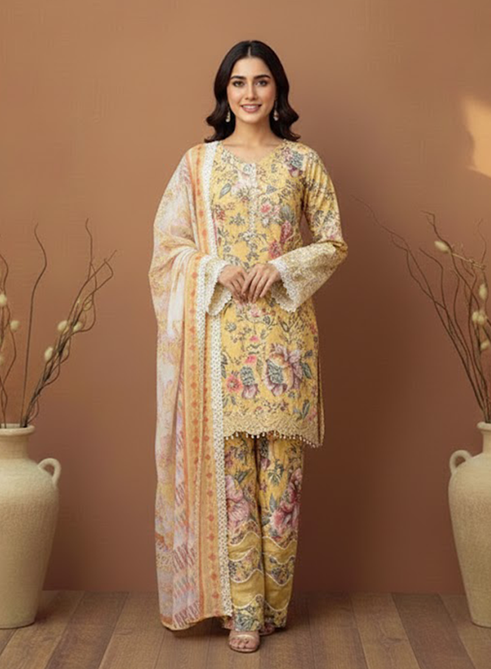 Saffron Petals Lawn 3PC